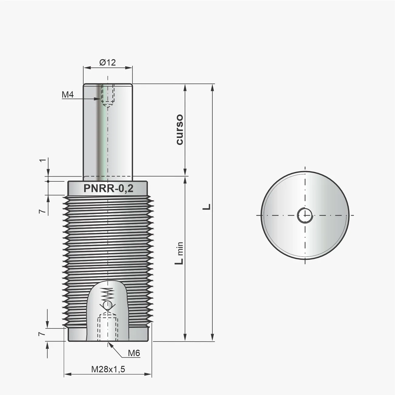 Desenho técnico do cilindro PNRR-0,2